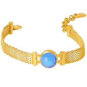 Dean Davidson Galleria Chain Mesh Band Bracelet Gold Blue Chalcedony NEW $225